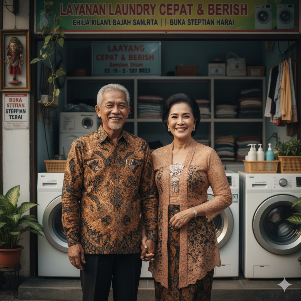 Pak Budi, pensiunan ASN, sukses membuka usaha laundry dengan pinjaman MJM